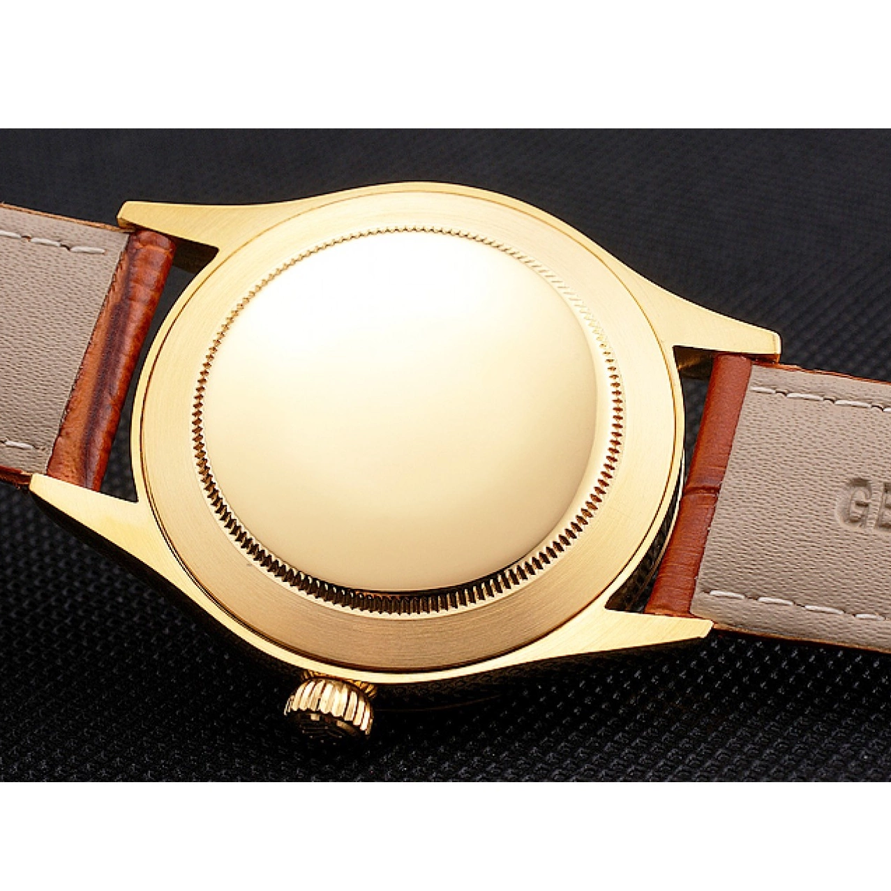 Aaa fake watches Dial Brown Rolex Swiss Strap Gold Case Light Datejust White Leather 0630